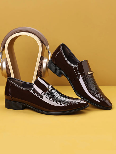 Men's Dress Shoes Elegant Animal Texture Slip-On for Weddings and Office Parties